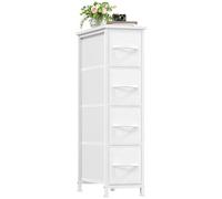 Somdot Cassettiera Camera da Letto in Tessuto, Mobiletto Salvaspazio, Settimino per Soggiorno, Studio, Cameretta, Ingresso, 48P x 20l x 75H (4 Cassetti), Bianco