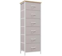 Somdot Cassettiera Camera da Letto in Tessuto, Mobiletto Salvaspazio, Settimino per Soggiorno, Studio, Cameretta, Ingresso, 30P x 42l x 115H (6 Cassetti), Grigio Cenere