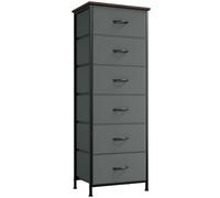 Somdot Cassettiera Camera da Letto in Tessuto, Mobiletto Salvaspazio, Settimino per Soggiorno, Studio, Cameretta, Ingresso, 30P x 42l x 115H (6 Cassetti), Grigio Carbone
