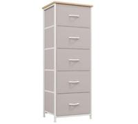 Somdot Cassettiera Camera da Letto in Tessuto, Mobiletto Salvaspazio, Settimino per Soggiorno, Studio, Cameretta, Ingresso, 30P x 42l x 114,5H (5 Cassetti), Grigio Cenere