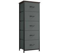 Somdot Cassettiera Camera da Letto in Tessuto, Mobiletto Salvaspazio, Settimino per Soggiorno, Studio, Cameretta, Ingresso, 30P x 42l x 114,5H (5 Cassetti), Grigio Carbone