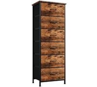 Somdot Cassettiera Camera da Letto in Tessuto, Mobiletto Salvaspazio, Settimino per Soggiorno, Studio, Cameretta, Ingresso, 30P x 42l x 115H (6 Cassetti), Effetto grano di legno