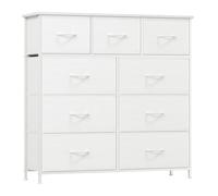 Somdot Cassettiera in Tessuto, Mobiletto Salvaspazio per Soggiorno, Studio, Cameretta, Ingresso, Cassettone Camera da Letto, 30P x 100l x 99H (9 Cassetti), Bianco