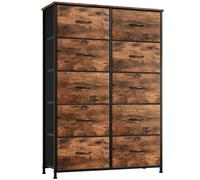 Somdot Cassettiera Salvaspazio in Tessuto, Mobiletto per Soggiorno, Studio, Cameretta, Ingresso, Settimino Camera da Letto, 30P x 80l x 114,5H (10 Cassetti), Effetto grano di legno