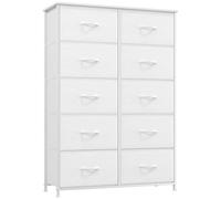 Somdot Cassettiera Salvaspazio in Tessuto, Mobiletto per Soggiorno, Studio, Cameretta, Ingresso, Settimino Camera da Letto, 30P x 80l x 114,5H (10 Cassetti), Bianco
