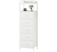 Somdot Cassettiera Salvaspazio, Settimino Armadietto Camera da Letto, Mobiletto con Cassetti in Tessuto, 29P x 38,7l x 107H (5 Cassetti), Bianco