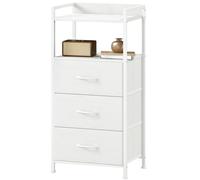 Somdot Cassettiera Salvaspazio, Settimino Armadietto Camera da Letto, Mobiletto con Cassetti in Tessuto, 29P x 38,7l x 77,6H (3 Cassetti), Bianco