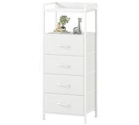 Somdot Cassettiera Salvaspazio, Settimino Armadietto Camera da Letto, Mobiletto con Cassetti in Tessuto, 29P x 38,7l x 92,3H (4 Cassetti), Bianco