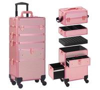 Somduy Custodia per trucchi con cassetto, custodia per trucchi 4 in 1, custodia cosmetologica su ruote, regalo di Natale, grande organizer per cosmetici, custodia professionale per parrucchieri,