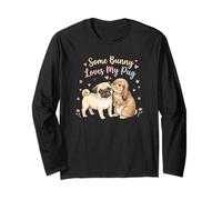 Some Bunny Loves My Pug, Simpatico Design a Forma di Cane Pasquale per Bambini e Donne Maglia a Manica
