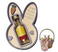 Some Bunny Needs a Shot, robusto supporto per bottiglie di liquori a forma di coniglietto pasquale, in legno rinforzato, divertente regalo per adulti, finitura liscia, antiscivolo, per mini alcolici e
