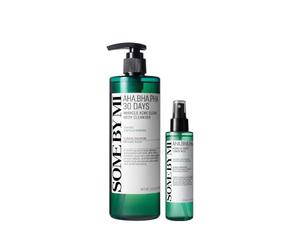 SOME BY MI AHA BHA PHA 30 Days Miracle Set Routine Acne Corporea - Detergente Corpo Esfoliante 400ml & Spray Toner 140ml - Duo Purificante e Lenitivo per Acne su Schiena e Petto