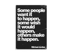 Some People Want It to Happen Some Wish It Would Happen Others Make It Happen Canvas Wall Art Grunge Motivational Quote Poster for Gym Teen Room(Framed,08X12inch(20X30cm))