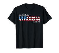 Somebody In Virginia Loves Me Bandiera USA Qualcuno in VA Souvenir Maglietta