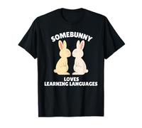 Somebunny AMA Imparare Le Lingue Easter Bunny Polyglot Maglietta