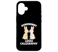 Somebunny Loves Calligraphy Cute Easter Bunny Calligrafo Custodia per iPhone 16