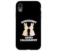 Somebunny Loves Calligraphy Cute Easter Bunny Calligrafo Custodia per iPhone XR
