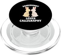 Somebunny Loves Calligraphy Cute Easter Bunny Calligrafo PopSockets PopGrip per MagSafe