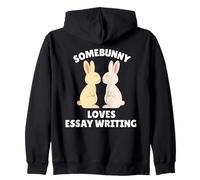 Somebunny Loves Essay Writing, Simpatico Regalo per Lo scrittore a Forma di Coniglietto Pasquale Felpa con Cappuccio