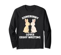 Somebunny Loves Essay Writing, Simpatico Regalo per Lo scrittore a Forma di Coniglietto Pasquale Maglia a Manica