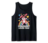 Somebunny Loves You - Carino Coniglietto Rosa con Cuori Arcobaleno Canotta