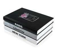 SOMEDA® Set di 3 libri decorativi Parigi London New York, veri libri con pagine vuote, per soggiorno, tavolino da caffè o scaffale