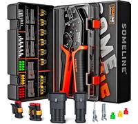SOMELINE Kit di connettori per autoveicoli impermeabili, con crimpatrice AWG 22-14 e connettori filo-filo sigillabili a 2/3 pin, kit di utensili per crimpatura di connettori impermeabili