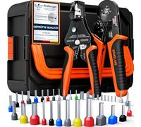 SOMELINE Kit di crimpatura per puntali, 36 misure, pinza crimpatrice AWG 24-8, con pinza crimpatrice quadrata e spellafili automatico, kit assortimento terminali a ghiera (scatola degli attrezzi