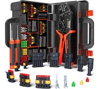 SOMELINE Kit di utensili per crimpatura di connettori automobilistici impermeabili 1/2/3/4/5 pin, con utensile per crimpatura a cricchetto AWG 22-14 e strumenti di rimozione