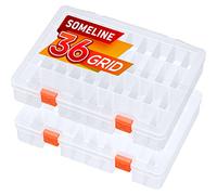 SOMELINE Organizer,Box assortimento,Contenitore per minuteria,con 36 scomparti,Stabile scatola di smistamento per viti,minuteria,piccoli utensili e utensili da cucito | Dimensioni:25,2x19x4cm 2 pezzi