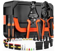 SOMELINE Pinza Crimpatrice e Kit Connettori Elettrici Impermeabili 1-6 Pin, 0,34-2,5mm² (AWG 22-14), Tipo Superseal 1.5, con Spelafili ed Estrattore, per Auto Moto Camper Barca Camion