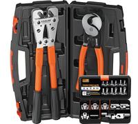 SOMELINE Set di Pinza Crimpatrice Capicorda Batteria, 6-50mm² Capicorda Elettrici a Crimpare Con Tagliacavi + Cassetta Degli Attrezzi, Attrezzo Crimpare,Pinza Capicorda,Strumento Crimpatura Capicorda