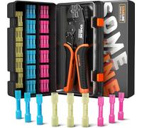 SOMELINE Set di Pinza Crimpatrice Connettori Elettrici, 3 Tipi [0,34-6 mm²] Connettori di Testa Termorestringenti, Capicorda Elettrici a Crimpare, Pinza per Capicorda, Pinza Elettricista