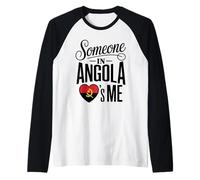 Someone in Angola Loves Me Flag Heart Love Maglia con Maniche Raglan