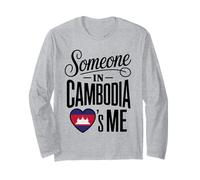 Someone in Cambodia Loves Me Heart Flag Theme Maglia a Manica