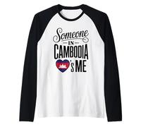Someone in Cambodia Loves Me Heart Flag Theme Maglia con Maniche Raglan