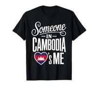 Someone in Cambodia Loves Me Heart Flag Theme Maglietta