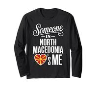 Someone in North Macedonia Loves Me Heart Flag Maglia a Manica