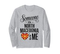 Someone in North Macedonia Loves Me Heart Flag Maglia a Manica