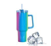 Somerway 40oz Tazza da caffè to Go, a doppia parete, in acciaio inox, con manico e paglia, portatile, tazza termica per caffè calda e fredda (blu magico), 40ozTumbler-NM