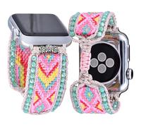 Somesame Braccialetto intrecciato in stile bohémien, compatibile con cinturino Apple Watch da 41 mm, 40 mm, 38 mm, da donna, realizzato a mano, con perline, regolabile, con coulisse, per iWatch serie