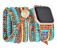 Somesame Compatibile con Apple Watch Band 49 mm, 45 mm, 44 mm, 42 mm, braccialetti con perline bohémien, da donna, multistrato con 5 involucri, perline naturali intrecciate, fatte a mano, per iWatch