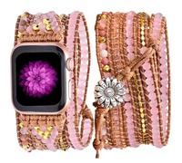 Somesame Compatibile con Apple Watch Band 49 mm, 45 mm, 44 mm, 42 mm, braccialetti con perline bohémien, multistrato 5 involucri, gioielli fatti a mano Dasiy floreale, cinturini da donna per iWatch