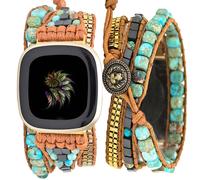 Somesame compatibile con Fitbit Versa/Versa 2/Versa Lite/Versa SE Bands Boho Beads Bracciali Multistrato 3 Avvolgimenti Chakra Pelle Fatti a Mano