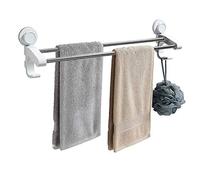 SOMESUM - Portasciugamani a 2 barre con ventosa da 55 cm, doppio strato, porta asciugamani da bagno, stendibiancheria da cucina, senza segni e senza chiodi, rimovibile per la pulizia