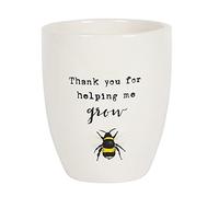 something different DP_30030 - Vaso per piante in ceramica, con scritta Thank You For Helping Me Grow, 12,5 cm x 11 cm x 11 cm, confezione da 1, colore: bianco