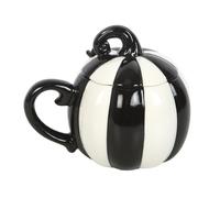 Something Different Tazza con coperchio a righe bianche e nere
