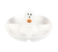 Something Different Wholesale Piatto per snack con patatine e salse fantasma: adorabile decorazione per feste di Halloween con accento di zucca, doppia funzionalità, durevole e facile da pulire,