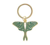 Something Different Wholesale Portachiavi Luna Moth - Ciondolo dorato su verde foresta scura, idea regalo, Oro, Small