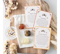 Something Different Wholesale Summer Solstice Crystal Set - Occhio di tigre, corniola e quarzo limone per potenziamento, creatività e chiarezza - Custodia ecologica inclusa